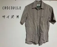 CROCODILE クロコダイル 半袖 ストライプ シャツ メンズ M ワニ