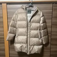 nano ベージュ ダウンジャケット フード付き