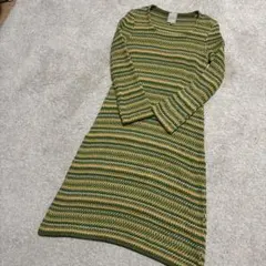 シビラ　コットンニットワンピース　ボーダー長袖ニットワンピース　Mサイズ