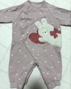 ウサギ刺繍付きロンパース70cm