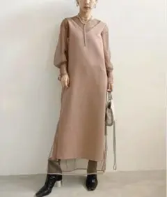 ameri vintage TULLE DOCKING DRESSのサムネイル
