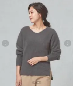 ＜closet story＞フワフワ イージー Vネック　ニット グレーのサムネイル