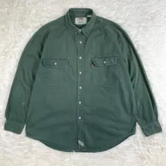 【90s】リーバイス カラーデニムシャツ グリーン XL 刻印ボタン 赤タブ 緑