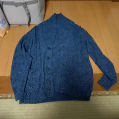 ショールカラー カーディガン ブルー系