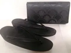【未使用】喪服用 草履 バッグ セット 黒 ブラック