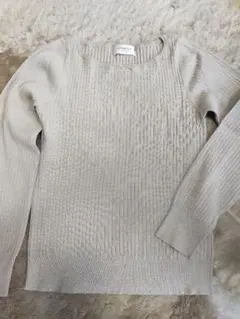 ちぃ様　【ワールド】OPAQUE.CLIP　ベージュ リブ編み　長袖セーター　L