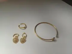 金色ハート型ストーンアクセサリーセット