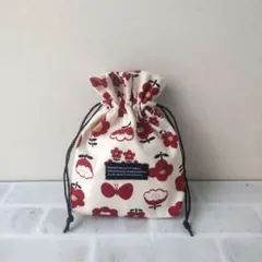 ハンドメイド 巾着袋 可愛い北欧フラワー