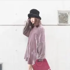 merry jenny ベロア切り替えワンピース