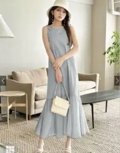 【未使用、美品】GRL シアー切り替え リボンストラップマーメイドワンピース