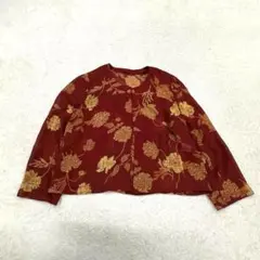 ユキコハナイ　花柄 シアーブラウス シャツジャケット　レッド系 9（D1のサムネイル