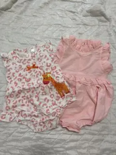 ロンパース　女の子　70 ピンク　フリル　ヒョウ柄　ノースリーブ　夏　新品