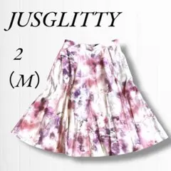 《ジャスグリッティー》花柄フレアスカート/総柄/薄紫/ピンク/2 (M)