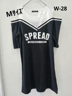W-28　オフショルダー ミニワンピース ロゴプリント M