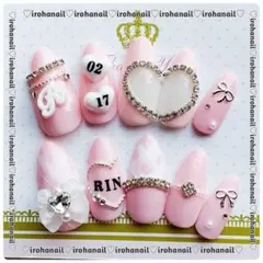 ネイルチップ オーダー受付中 量産型 ワンホン ピンク フレンチガーリー 韓国