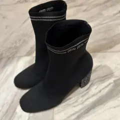 miu miu ニットハイヒールブーツ ブラック 25.5cm