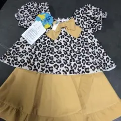新品レオパード柄フリル袖水着(女の子)95cm