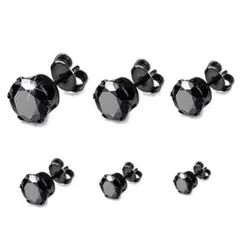 激安★サージカルステンレス★ブラック★1ポイントピアス★両耳2個★4㎜