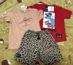 男の子 半袖Tシャツ2枚 ハーフパンツ1枚 3点セット まとめ売り 恐竜柄のサムネイル