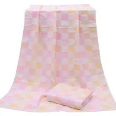 ピンク　大判ガーゼ バスタオル 70㎝×140㎝ ３枚セット 綿 ギフト ベビー