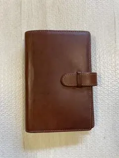 レザー システム手帳 ファスナー式 ブラウン PLUS - メルカリ
