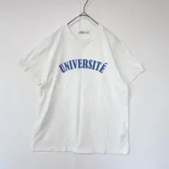 ニコアンド　半袖Tシャツ　プリント　綿100%　ホワイト　白　カジュアル　L