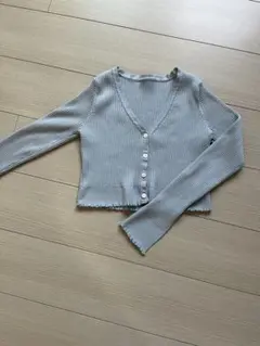 リブ編み クロップドカーディガン