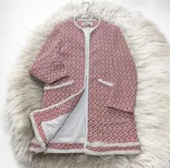 美品 ザラ ZARA ノーカラー ツイードジャケット コート フリンジ Lサイズ