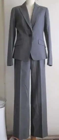 COMME CA ISMサイズSグレーストライプ地模様セットアップ♭4291