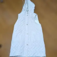 【LULALA】M キルティングベスト ロング丈 フード