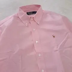 90's ポロラルフローレン　オックスフォード　シャツ　ピンク　ポニー刺繍