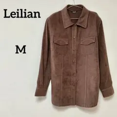 Leilian レリアン ブラウン スエード調 シャツジャケット 長袖