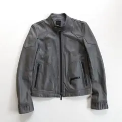 ラムスキン レザージャケット グレー 羊革 ライダース メンズ 男性