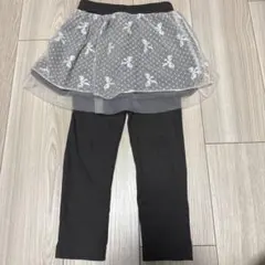リボン模様チュールスカートとレギンスセット　スカパン