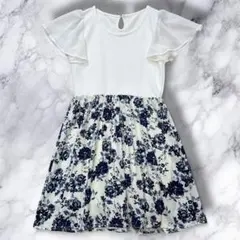 イングINGNI フラワープリントひざ丈ワンピース 半袖　M