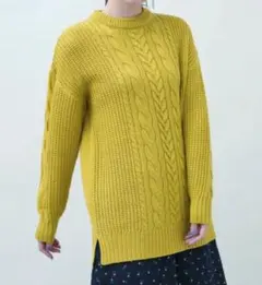 chocol raffine robe♥ざっくりケーブルニット マスタード