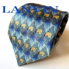 ネクタイ　LANVIN ブルー系　SILK ビジネス　オシャレ　シミ有