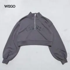 G8-3921　スウェット　プリント　ハーフジップ　クロップド丈　F【ウィゴー】