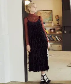 Birthday room ベロアライクラメキャミワンピース BLK