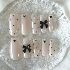 即購入OK！リボンネイル❤︎ハートネイル❤︎ワンホンネイル❤︎韓国ネイル❤︎量産型ネイル