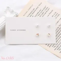 フラワー パール スタッドピアス 2ペア ピンク No.46