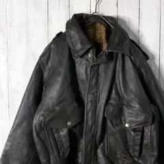 A-2 フライトジャケット レザージャケット ブルゾン 本革 ブラック 厚手
