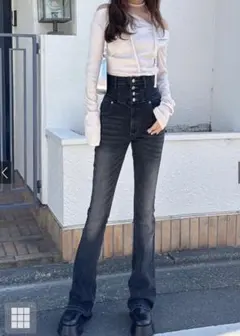 GRL ハイウエストストレッチフレアデニムパンツ [cu531]インディゴ