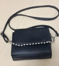 ブラック レザー ショルダーバッグ レディース 小物入れ