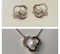 高品質　フラワー　ネックレスイヤリングセット