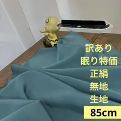 199 訳あり！眠り特価！正絹はぎれ テールグリーン色系 無地生地 85cm