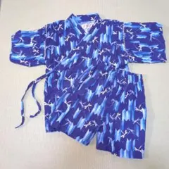 トンボ柄 甚平 120cm　ブルー　青