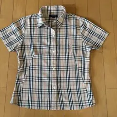 バーバリーロンドン　ノバチェック柄 半袖ブラウス　ホースロゴ刺繍 レディースS