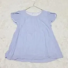 KUMIKYOKU 組曲 6 大きいサイズ ストライプ ブラウス フリル袖 水色