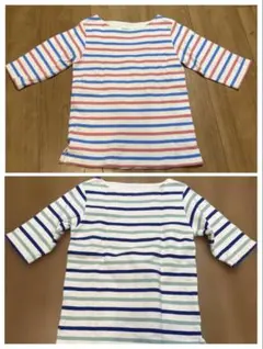 2枚セットBEAMS mini七分袖ミント×ブルー90 /ピンク×ブルー110